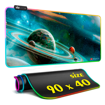 Геймерский коврик для мышки SKY (GMS-WT 9040/191) Planets / RGB подсветка / 90x40 см