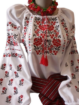 Вышиванка блуза женская "Роза 1" 4XL Белая
