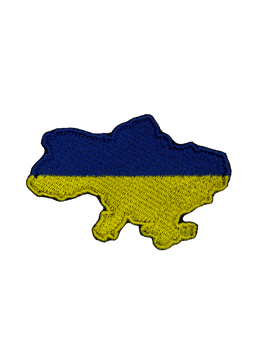 Шеврон на липучці патріотичний карта України синьо-жовтий 9см х 6см (12046)