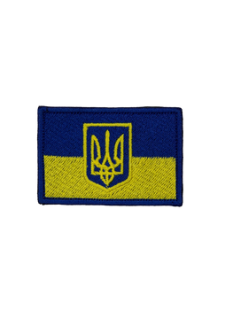 Шеврон на липучке Флаг Украины с тризубом 7см х 5см (12100)