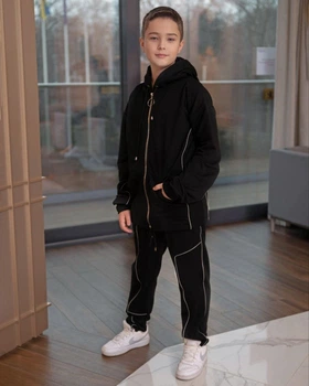 Детский светоотражающий костюм Family look 42-44 чёрный