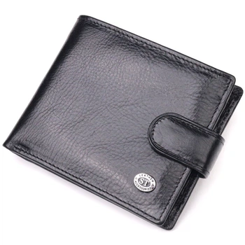 Мужской кошелек ST Leather из натуральной кожи с монетницей и хлястиком (bg194fash09)