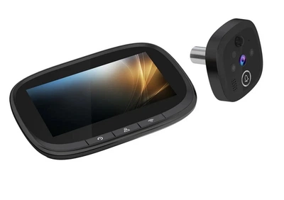 Видео домофон глазок USafe W02 черный Wi-Fi ip с датчиком движения, 4,3 дюйма