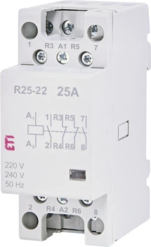 Контактор модульний ETI R 25-22 25A 230V AC 2NO+2NC 2462340