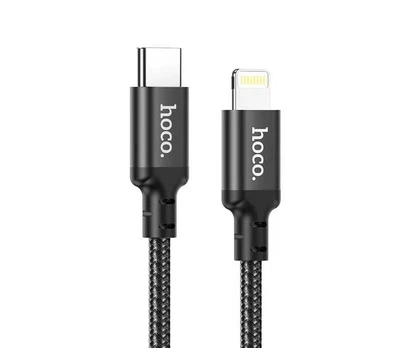 Кабель HOCO X14 Type-C to iP 3A, 20W, 1m, nylon, aluminum connectors, Black (6931474752192)