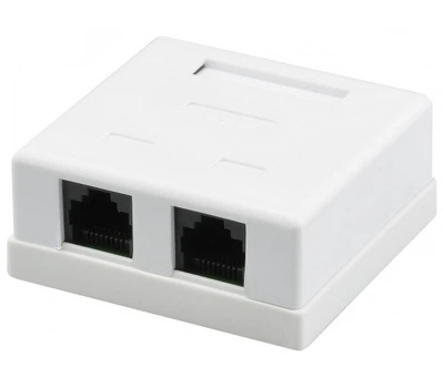 Розетка RJ45 RITAR UTP 8P8C Cat-5 2 порта накладная Белый (00200)