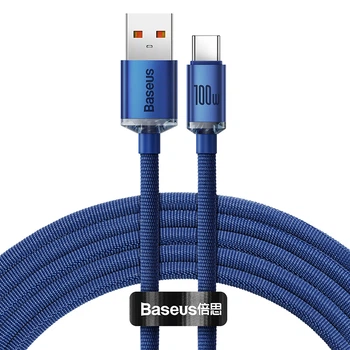 Кабель Baseus Crystal Shine Series Fast Charging Data Cable USB to Type-C 100W 2m Blue (CAJY000503)