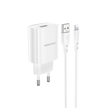Зарядне мережеве BOROFONE BN1 Innovative (1USB 2.1A) Lightning Білий
