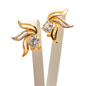 Серьги Xuping Jewelry "Крылья с крупным камнем" позолота (022345)