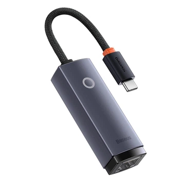 Внешняя сетевая карта Type-C на RJ45 LAN Baseus Lite Series Ethernet Adapter (1000Mbps, 15см). Gray