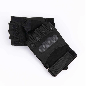 Тактические перчатки беспалые с накладкой черные 2107b XL