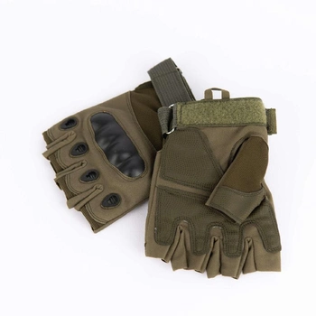 Тактические перчатки беспалые с накладкой хаки 2107k L