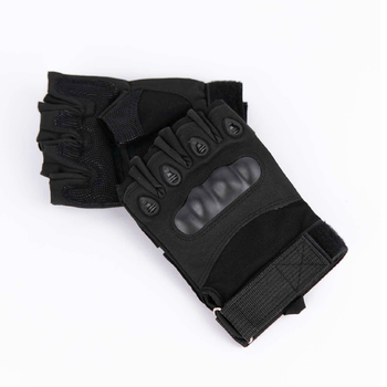 Тактические перчатки беспалые с накладкой черные 2107b L