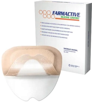 Поліуретанова губчаста пов'язка Farmac-Zabban силіконова адгезивна з бортом Farmactive Silicone comfort 20 х 20 см (1701452020)