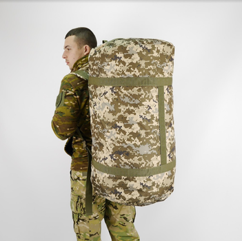 Баул тактичний військовий транспортний сумка-рюкзак 120 л Піксель