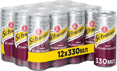 Упаковка безалкогольного напою Schweppes Pomegranate 330 мл х 12 шт (5449000268365)