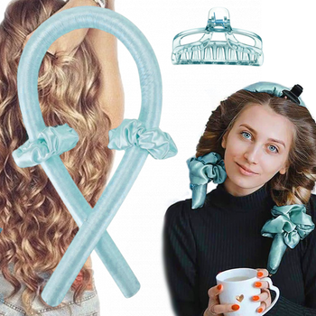 Мягкие бигуди для холодной завивки волос и создания локонов Navi Hair Hold с резинками и заколкой Голубой