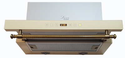 Вытяжка Luxor Elite F 60 1450 m3 R CH Kup + бронзовый рейлинг классический стиль, бежевий, песочное стекло, кремовый, слоновая кость, шампань