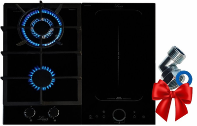 Комбинированная индукционно - газовая варочная поверхность Luxor Modul RI PG 320 Induction 60 GAS + уголок для безопасного подключения в подарок черный