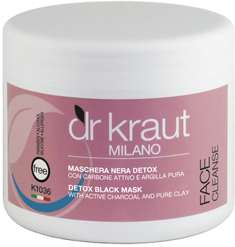 Черная маска Dr.Kraut Detox с активным карбоном и очищающей глиной 500 мл (K1036) (8024908770362)