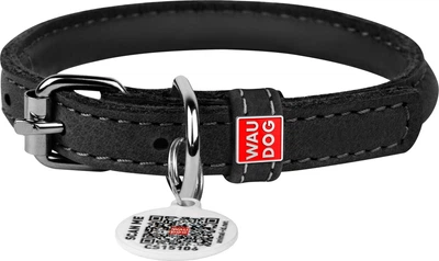 Ошейник для собак кожаный WAUDOG Soft с QR паспортом круглый Д 13 мм Дл 53-63 см (02691Collar)