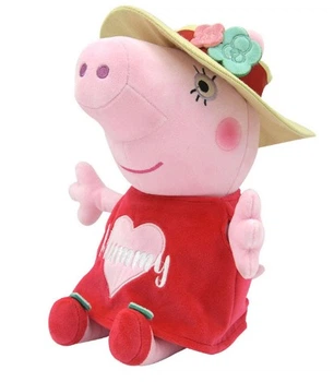 Плюшевая игрушка Мама Свинка в шляпке 36см Peppa из семьи Пеппа Супер Детализация (513019876-1) Peppa Pig Красная