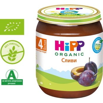 Дитяче пюре HiPP Organic Сливи, 125 г (9062300101338)