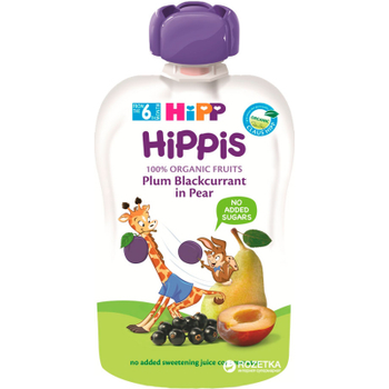 Дитяче пюре HiPP HiPPiS Pouch Груша-слива-смородина, 100 г (9062300133780)