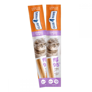Лакомство для кошек Club 4 Paws Premium Meat Stick мясная палочка с индейкой и ягненком 5 г