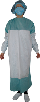 Стерильный хирургический халат Fapomed Усиленный одноразового использования СММС XXL Зеленый (GOW.1150 V)