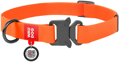 Нашийник для собак водостійкий WAUDOG Waterproof з QR паспортом металічна пряжка-фастекс Ш 20 мм Дов 28-40 см Помаранчевий (27934Collar)