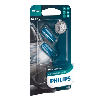 Комплект ламп PHILIPS W5W X-tremeVision Pro150 12V 5W 12961XVPB2 +150% (01011)