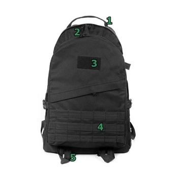 Тактичний похідний міцний рюкзак 5.15.b з органайзером 40 літрів чорний