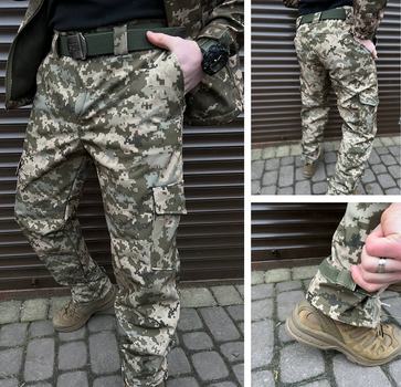 Тактические штаны soft shell пиксель ВСУ Premium, Военные штаны ЗСУ, Тактические штаны на флисе 54р.
