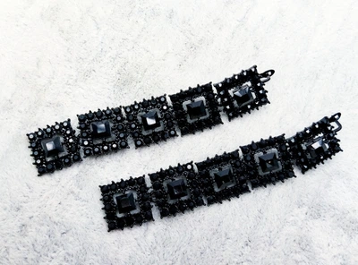 Серьги вечерние черные пять звеньев 8,5см