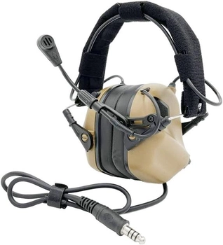 Навушники Активні для стрільби з мікрофоном гарнітурою Opsmen Earmor M32 Койот Тан (150220)