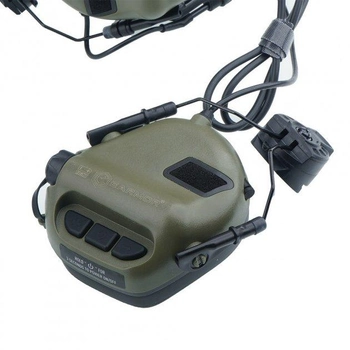 Наушники Активные с гарнитурой микрофоном на каску шлем Earmor M32H + Тангента / Кнопка PTT Z125 (150250ptt)
