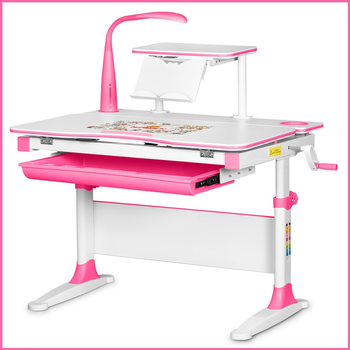 Стол Evo-Kids Diego с полкой и лампой Розовый (Evo-30 PN+полка+Led)