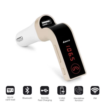 FM-модулятор автомобільний MHZ Car G7 Bluetooth золотий 1003