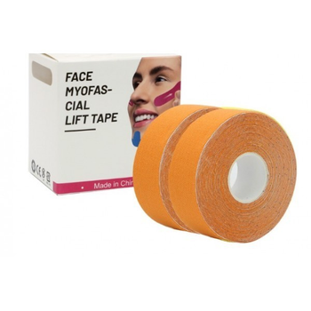 Тейп Кинезио 2,5 см, кинезиологическая лента для лица, Kinesiology Tape, 2,5 см, упаковка 2 шт, Оранжевый