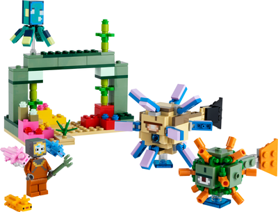 Zestaw klocków LEGO Minecraft Walka ze strażnikami 255 elementów (21180)