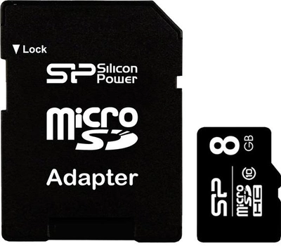 Silicon Power MicroSDHC 8GB Class 10 + adapter (SP008GBSTH010V10SP)