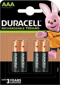 Akumulator Duracell Recharge AAA 750 mAh 4 szt. (5005004)(5000394045019)