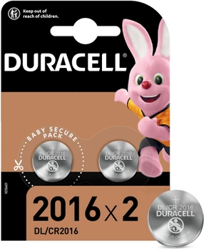 Спеціалізована літієва батарейка типу «таблетка» Duracell 2016 3V,(DL2016/CR2016), 2 шт. (5000394045736)