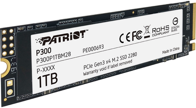 Dysk SSD Patriot P300 1TB M.2 2280 NVMe PCIe 3.0 x4 3D NAND TLC (P300P1TBM28)