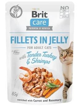 Вологий корм для котів Brit Care Cat pouch індичка з креветками в желе 85 г
