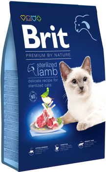 Сухий корм для стерилізованих котів Brit Premium by Nature Cat Sterilized Lamb з ягням 8 кг (8595602553242)