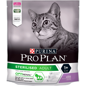 Сухий корм для стерилізованих кішок і котів Purina Pro Plan Sterilised Adult 1+ Cat Turkey з індичкою 400 г (7613033564673)