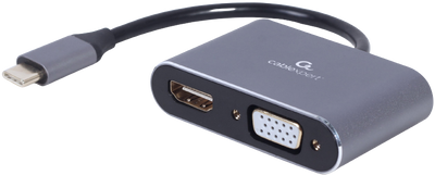 Adapter Cablexpert USB Type-C - HDMI, VGA 0,15 m Szary (A-USB3C-HDMIVGA-01)