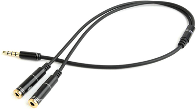 Stereofoniczny przewód audio Cablexpert CCA-417M 3,5 mm M - 2x3,5 mm F 0,2 m Czarny